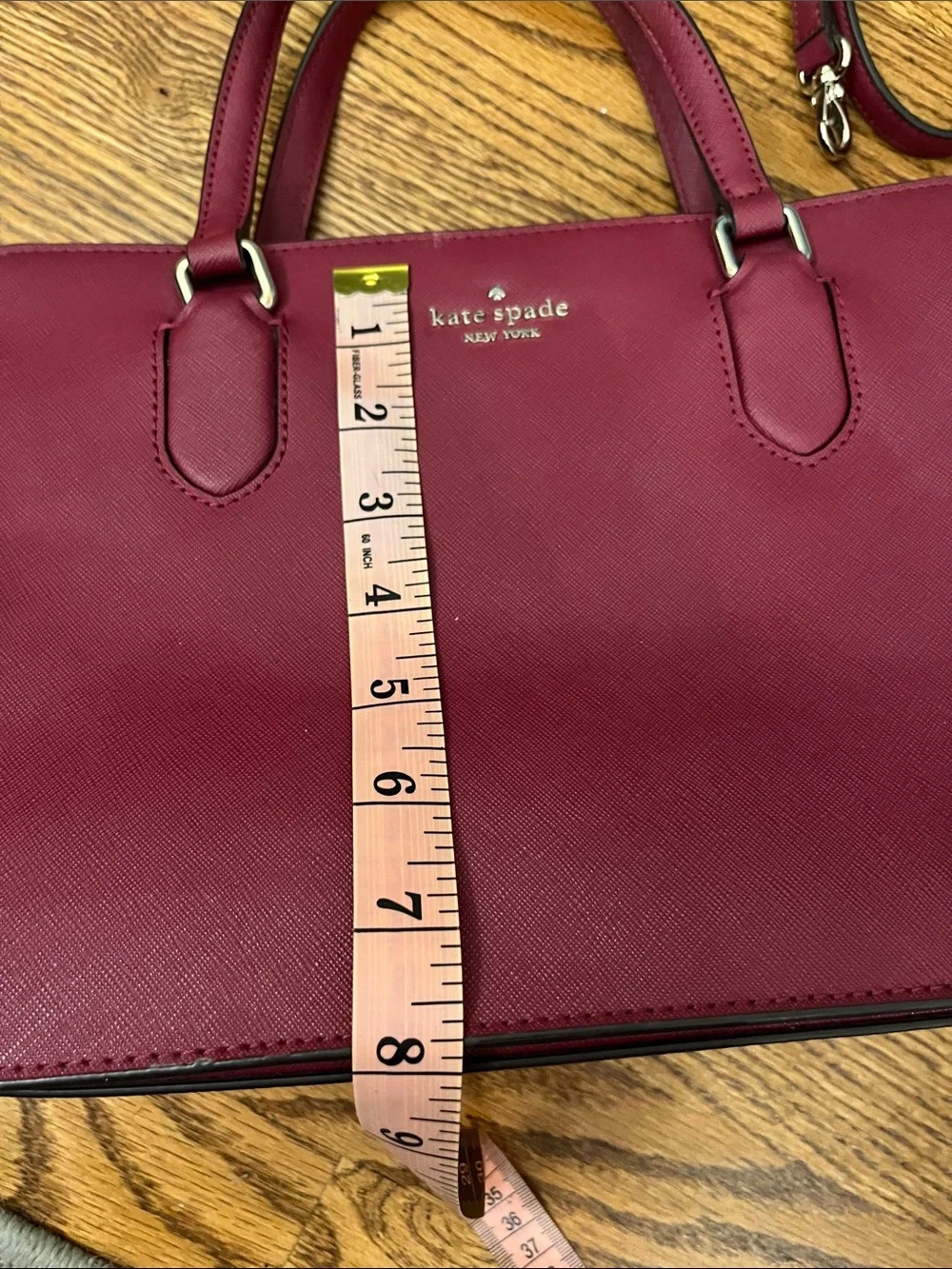Kate Spade Laurel Way Reese Satchel Crossbody Saffiano Leather Blackberry/Maroon